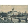74 - Znojemsko, Moravský Krumlov, pohled od řeky na zámek, cca 1913