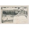 02 - Berounsko, Žebrák, 3 záběrová koláž, pohled na město, Náměstí, Hrad, 1900