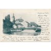 19 - Královéhradecko, Smiřice, partie u splavu s pohledem na město, 1900
