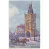 49 - Praha, Prašná brána, kočár s koňmi, cca 1909