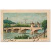49 - Praha, Nový most císaře Františka I., litografie J. L. Bayer, 1901