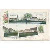51 - Praha-západ, Chrášťany, 3 záběrová koláž dominant obce, cca 1900