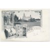 51 - Praha-západ, Dolní Břežany, 4 záběrová zámecká koláž, cca 1901