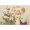 Vánoční přání, Fröhliche Weihnachten!, maminka a dcera u stromečku, cca 1912