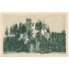 64 - Táborsko, Choustník, pohled na zříceninu hradu, cca 1920