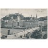 Rakousko, Salzburg, Staatbrücke, pohled na oživený most, cca 1906