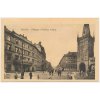 49 - Praha, Příkopy s Prašnou branou, oživená ulice, cca 1915