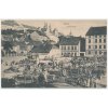34 - Lounsko, Žatec, Gurkenmarkt, oživené náměstí s trhy, cca 1913