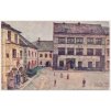48 - Prachatice, Oživená část náměstí se starou radnicí, cca 1925