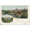 08 - Cheb (Eger), 2 záběrová koláž, pohled na město, hrad, cca 1904