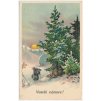 Veselé Vánoce!, oživená zasněžená krajina, cca 1939