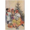 Šťastné Vánoce!, Lidové kroje, maminka a děti u stromečku, cca 1918