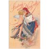 Šťastný a veselý Nový rok, Žena v kroji a andílek, cca 1920