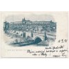 49 - Praha, koláž, Karlův most a Malá Strana, prošlá poštou 1898