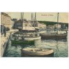 Chorvatsko, Senj, oživená partie s loděmi z přístavu, cca 1913