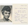 Fišárková Zuzana (1939), česká herečka, portrétová pohlednice s vl. podpisem + dopis