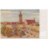 12 - České Budějovice, oživené náměstí, akad. malíř V. Malý, cca 1925