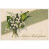 Blahopřejná pohlednice, Srdečné přání s konvalinkami, cca 1935
