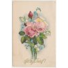 Blahopřejná pohlednice s růžemi, "Ať žije Josef!", cca 1927