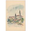 13 - Český Krumlov, zámek a okolí, malíř A. J. Alex, cca 1930