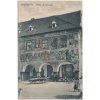 48 - Prachatice, oživená partie před pivovarským domem, cca 1912