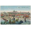 49 - Praha, Karlův most a Hradčany, prošlá poštou 1917