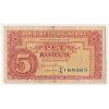 ČSR, 5 Kčs, bez data (1945), série UN, neperforovaná, oběhový stav