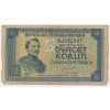 ČSR, 20 Kčs, bez data (1945), série KJ, perforace S, oběhový stav