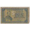 ČSR, 20 Kčs, bez data (1945), série HJ, perforace S, oběhový stav