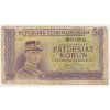 ČSR, 50 Kčs, bez data (1945), série MH, perforace S, oběhový stav
