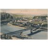 69 - Ústí nad Labem, celkový pohled na město, most, lodě...., cca 1909