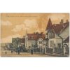 11 - Česká Lípa, Vilová čtvrť, lidé před domy, cca 1916, prošlá poštou