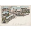 Německo, Chemnitz, 6 - ti záběrová litografie s dominanty města, 1898