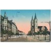 47 - Plzeň, oživená ulice, kostel..., cca 1916