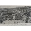 14 - Děčínsko, Česká Kamenice, pohled na město a oživené náměstí, 1905