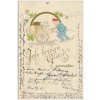 Blahopřejná pohlednice - Ich bringe Glück zum neuen Jahre, cca 1902