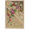 Reliéfní aplikovaná vánoční pohlednice - A Merry Christmas, cca 1912