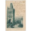 49 - Praha, Křižovnické nám. s mosteckou věží, Karlův most, cca 1898