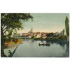 34 - Louny, oživená partie s loďkou s pohledem na město, ca 1912