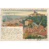 49 - Praha, pohled na Hradčany, J. Miesler, prošlé poštou 1900