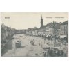 Maďarsko, Sopron, Várkerület, oživené náměstí s tramvají, cca 1916