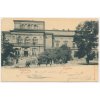 65 - Teplice, Stadttheater, oživená partie před divadlem, cca 1900