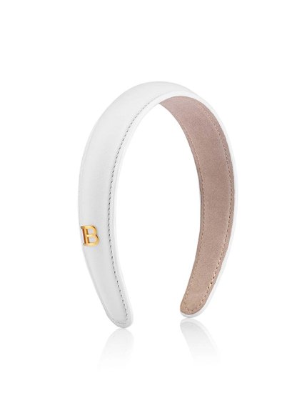 Balmain legacy leather puffed headband white
