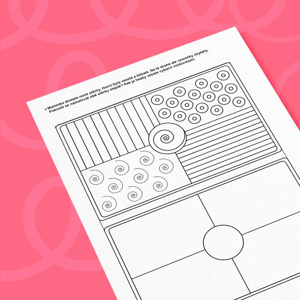 Dokreslujeme vzorečky na utěrce – grafomotorika