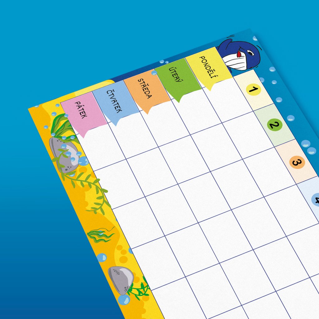 Tematická výzdoba třídy – rozvrh hodin (podmořský svět)