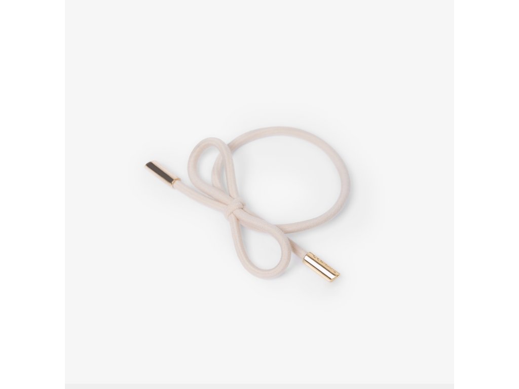 Hair Tie Bow Metal Plain Cream 7350104902766