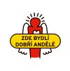 Samolepka Zde bydlí Dobří andělé s logem DA