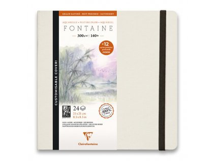 Akvarelové album Clairefontaine Fontaine Hot Pressed s pohledy, 21 x 21 cm, 24 listů, 300 g