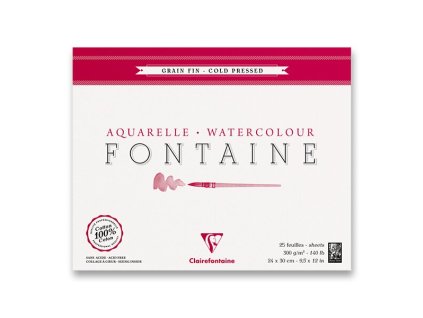 Akvarelový blok Clairefontaine Fontaine Cold Pressed 24 x 30 cm, 25 listů, 300 g