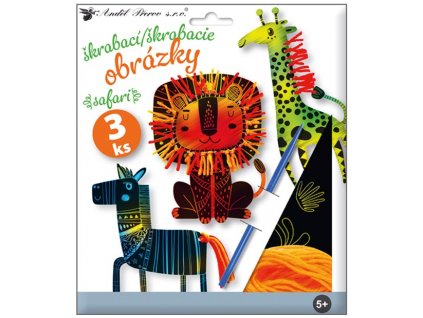 Sada škrabacích obrázků s doplňky 19 x 22 cm - Safari - 6681